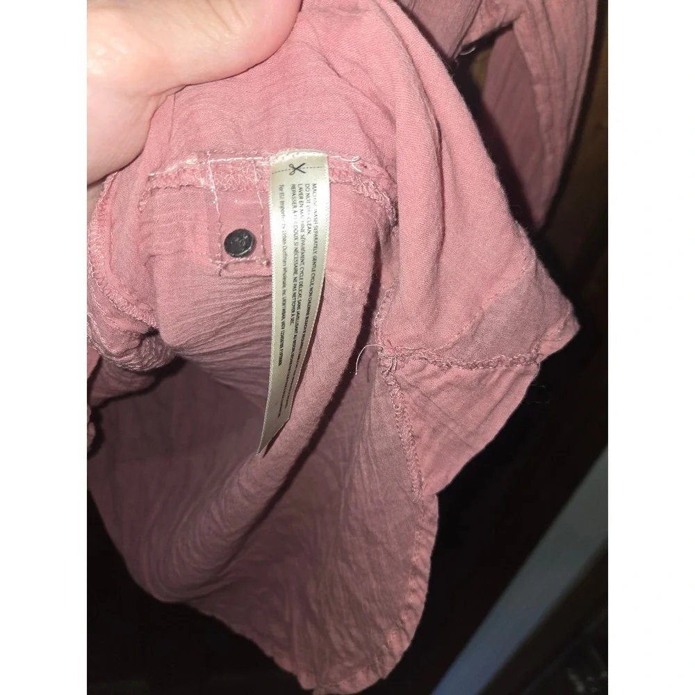 Free People FP One Dusty Rose Pink Gauze Pintuck Henley Tunic Top Womens Medium - Picture 3 of 4